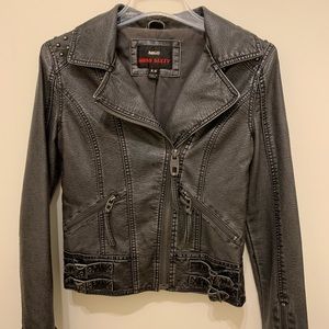 🔥EUC—Miss Sixty pewter faux leather moto jacket